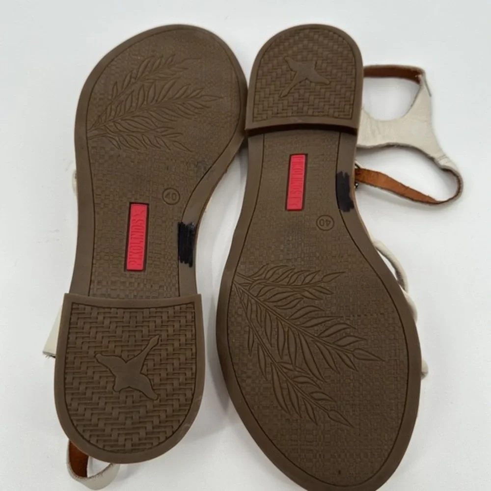 PIKOLINOS Cream Strappy Leather Knot Sandals